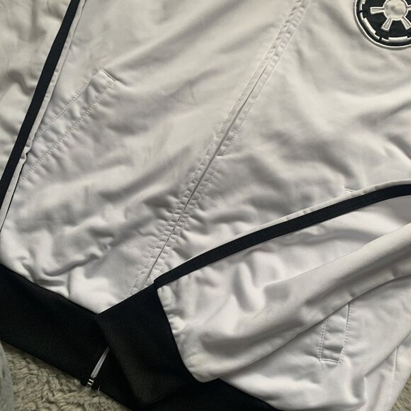 Disney Star Wars Imperial Logo Jacket Zipper Closure Size Large White & Black - Picture 4 of 12